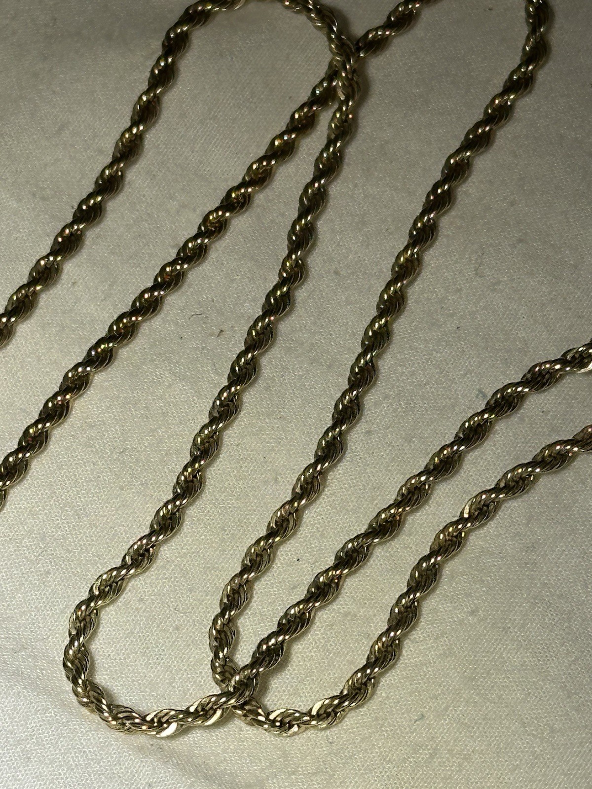925 Sterling Silver Gold Tone Rope Chain Necklace 20” Twist Chain Unisex