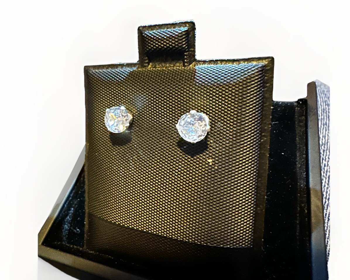 Everyday Luxury Silver 5mm Cubic Zirconia Earrings Unisex Teen Adult Kids Gift