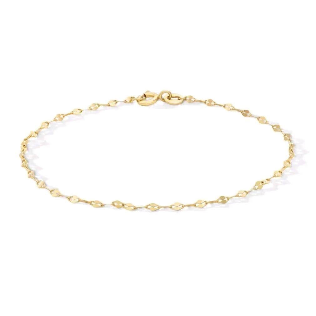 6″ Solid 10k Gold Mirror Link Dainty 1.3mm Thin Bracelet ✨️