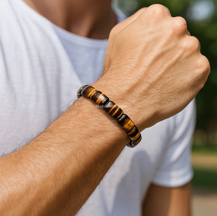Men’s Tiger Eye Gemstone Bracelet Energy Protection Grounding Jewelry Xmas Gifts