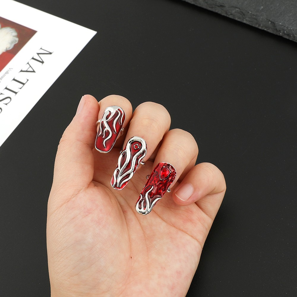 Adjustable Nail Ring Metal Armor Style Punk Gothic Finger Jewelry for Women