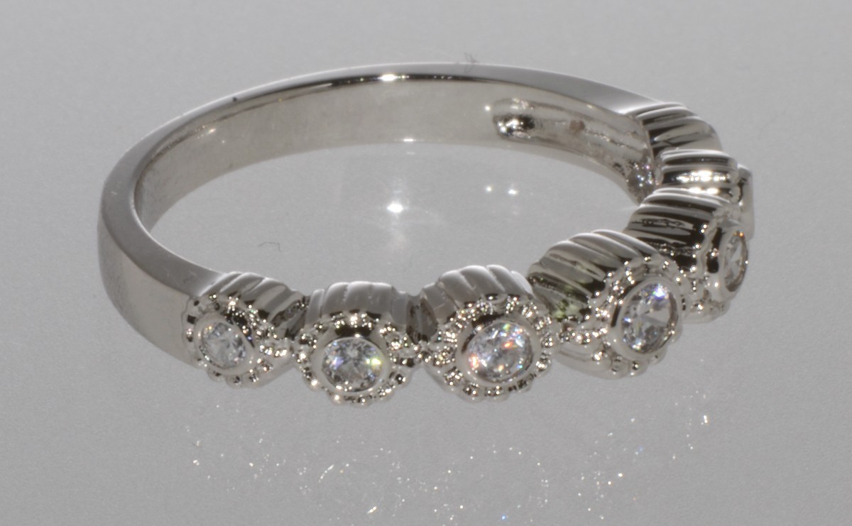 Sterling Silver 7 Stone Cubic Zirconia Band Cocktail Ring AAA Grade Clear CZ
