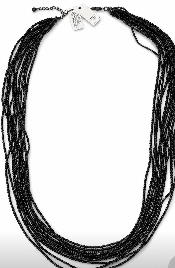 NWT White House Black Market Multi Strand Black Beaded Statement Necklace