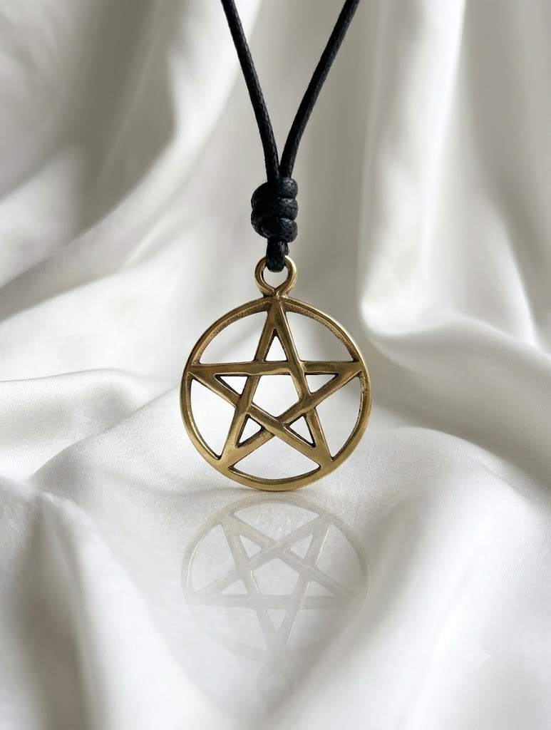 Durable Pentagram 92.5 Sterling Silver Pewter Brass Necklace Pendant Jewelry