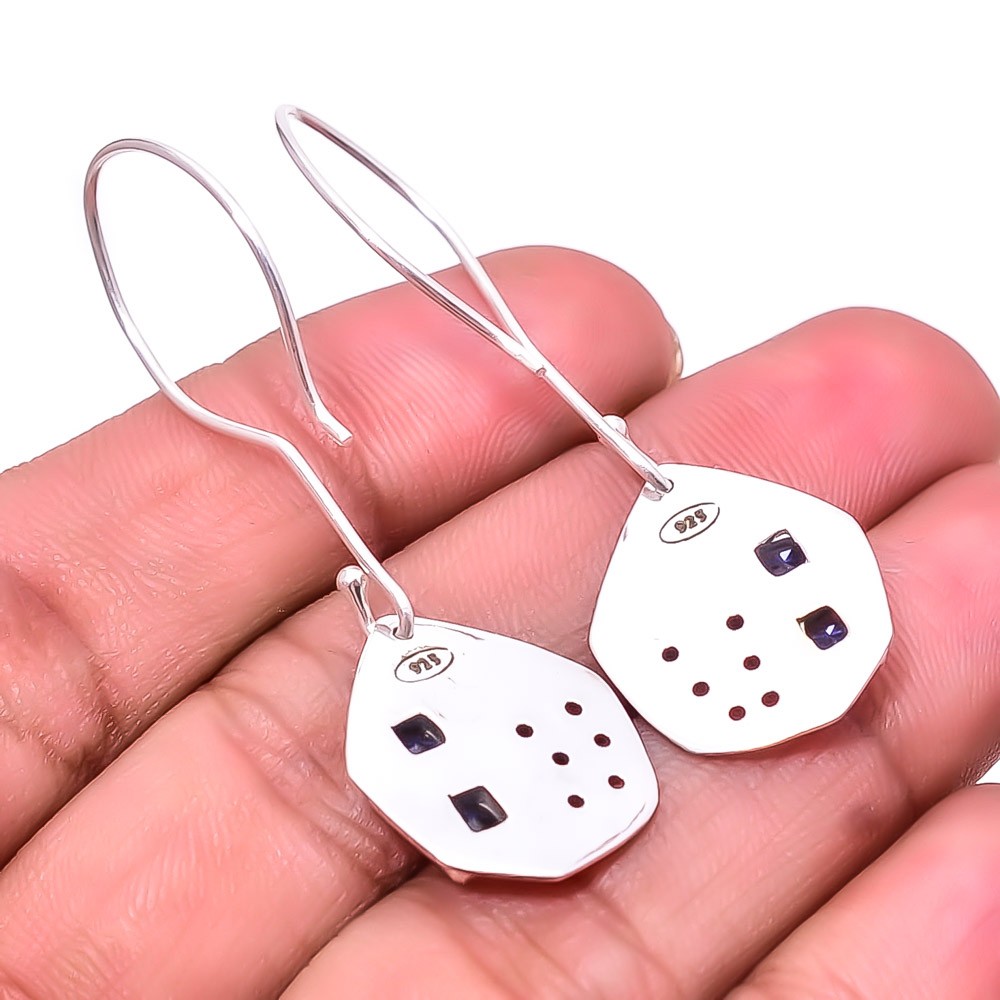 Iolite Designer Gemstone 925 Sterling Silver Handmade Earring 1.95″ E936018519