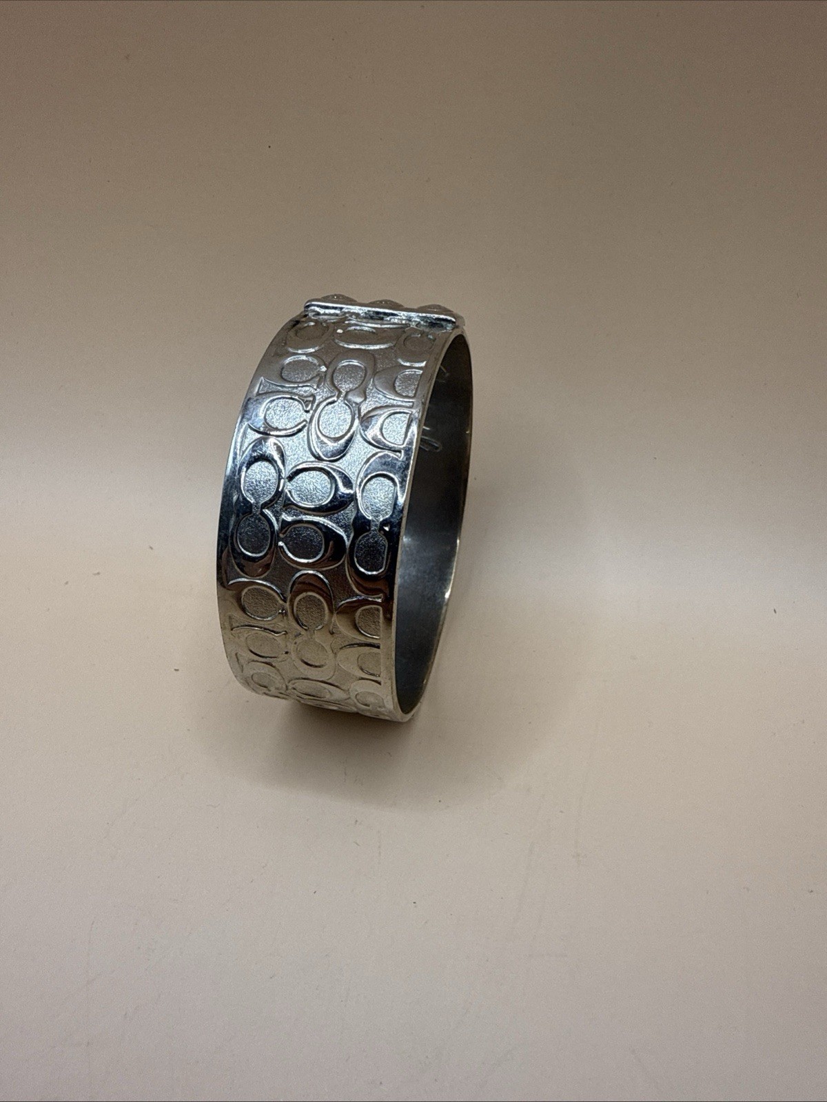 Silver Coach Signature Bangle Bracelet Pre-Owned Good Condition