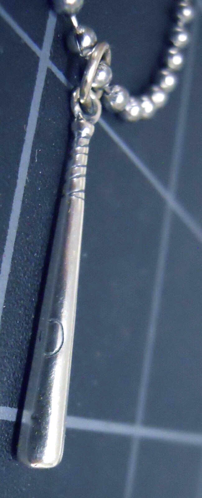 Baseball Bat Necklace Sterling Silver Pendant New Tiny Stainless Ball Chain