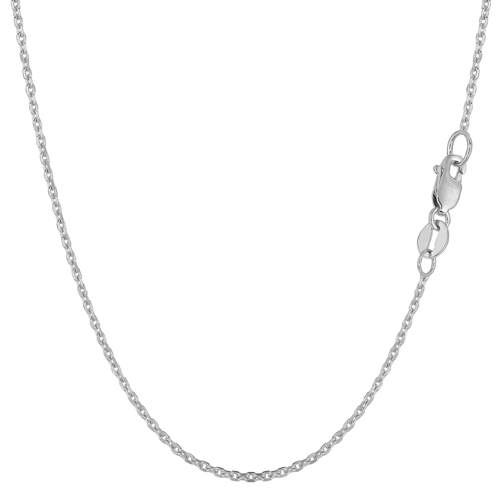 14k White Real Gold Cable Link Chain Necklace, 1.4mm, 18″