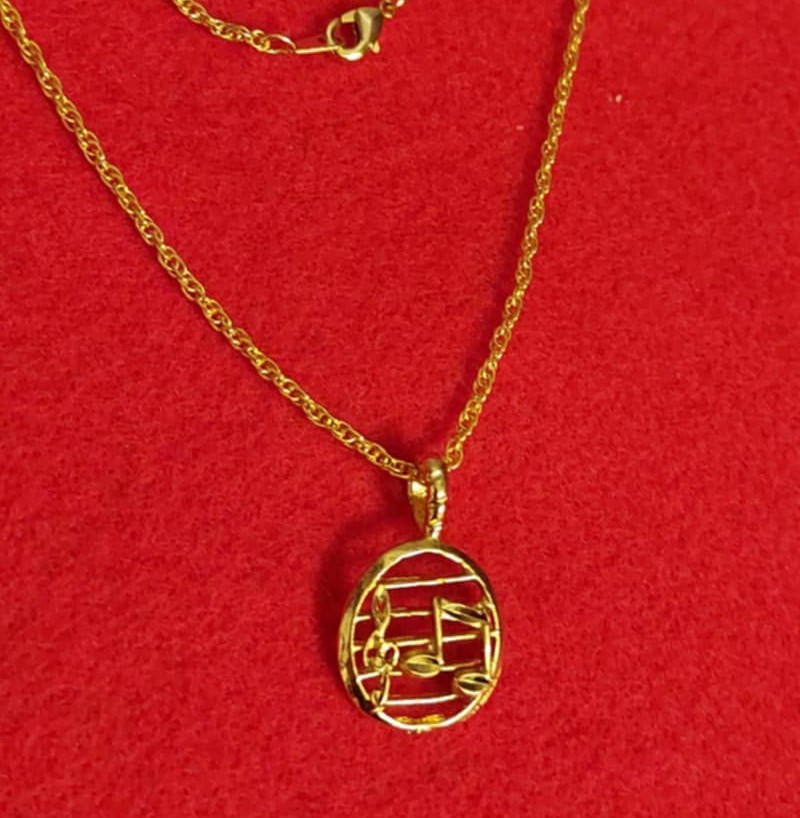 14KT GOLD PLATED MUSIC NOTE CHARM PENDANT & 16-30″ ROPE CHAIN NECKLACE- 2217