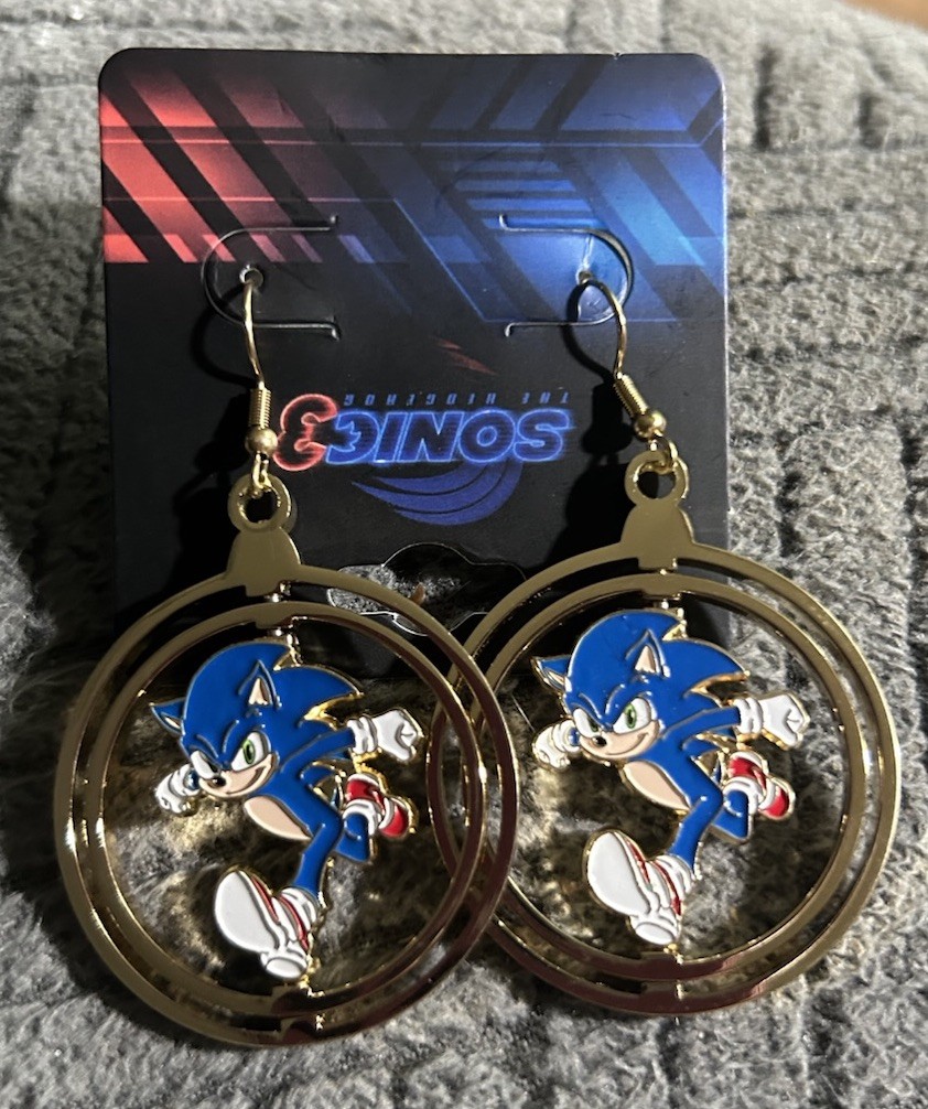 Sonic The Hedgehog Ring Drop Earrings