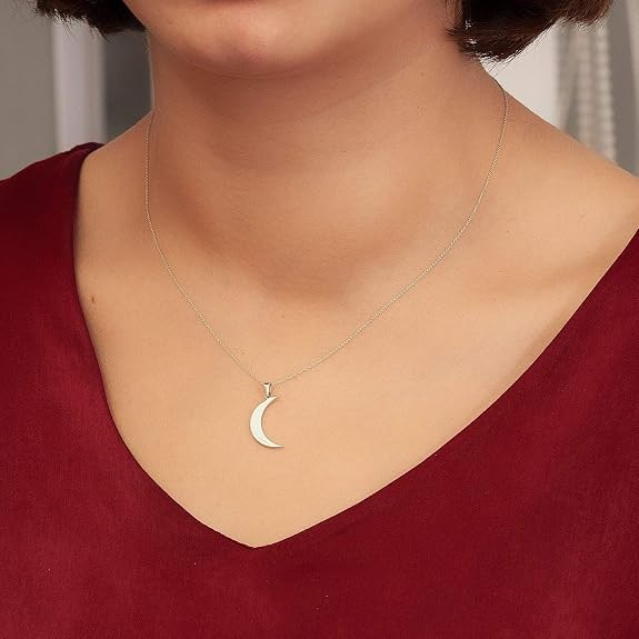 Crescent Moon Necklace Silver Plated Pendant Dainty Chain Jewelry Women Gift