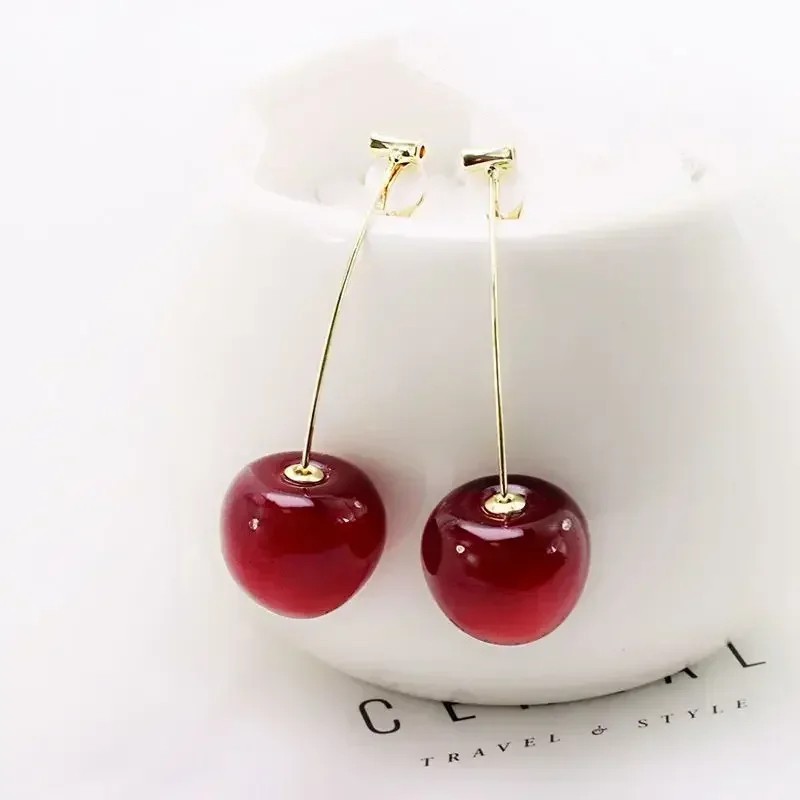 Sweet Cherry Dangle Earrings Cute Fruit Drop Statement Fashion Jewelry