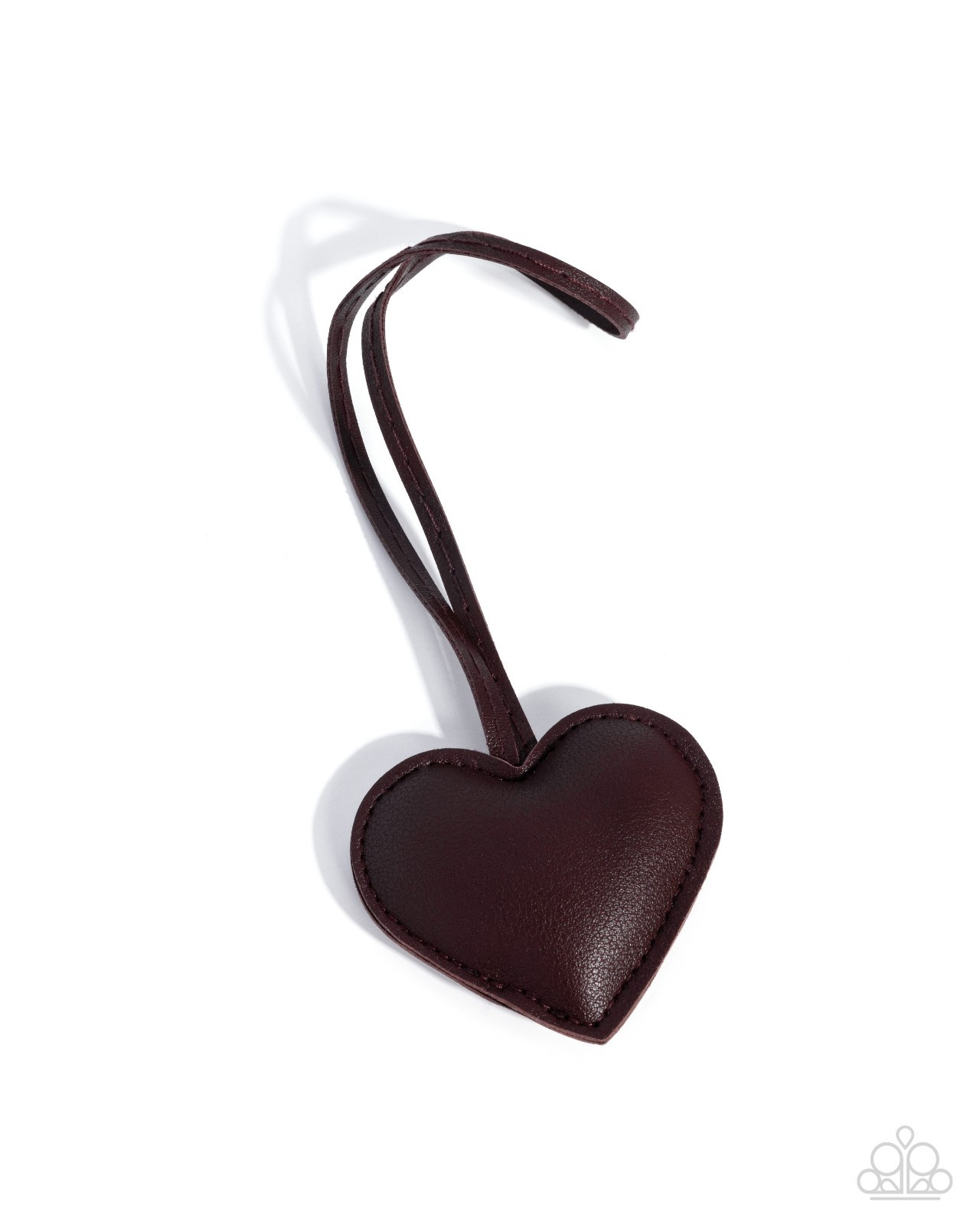 Paparazzi Loveable Color – Brown – Brown Leather Heart – Leather Loop Bag Charm
