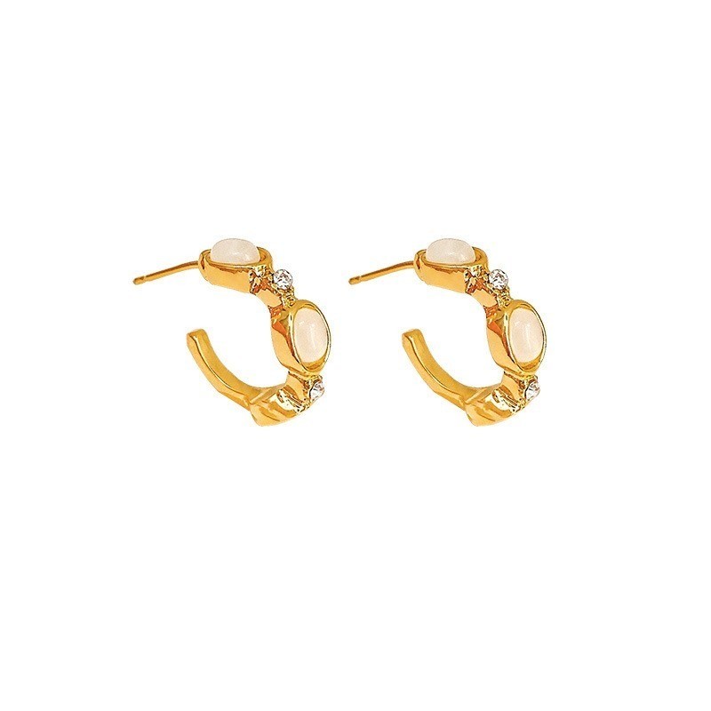 Women’s Golden C-shaped Ear Studs Alloy Earrings Fashion Jewelry Gift