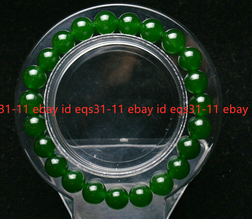 4/6/8/10/12/14 mm Nephrite Green Jadeite Jade Round Beads Elastic Bracelet 7.5″