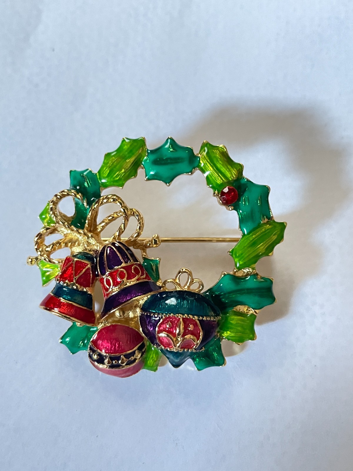 Christopher Radko Enamel Christmas Ornaments Wreath Brooch