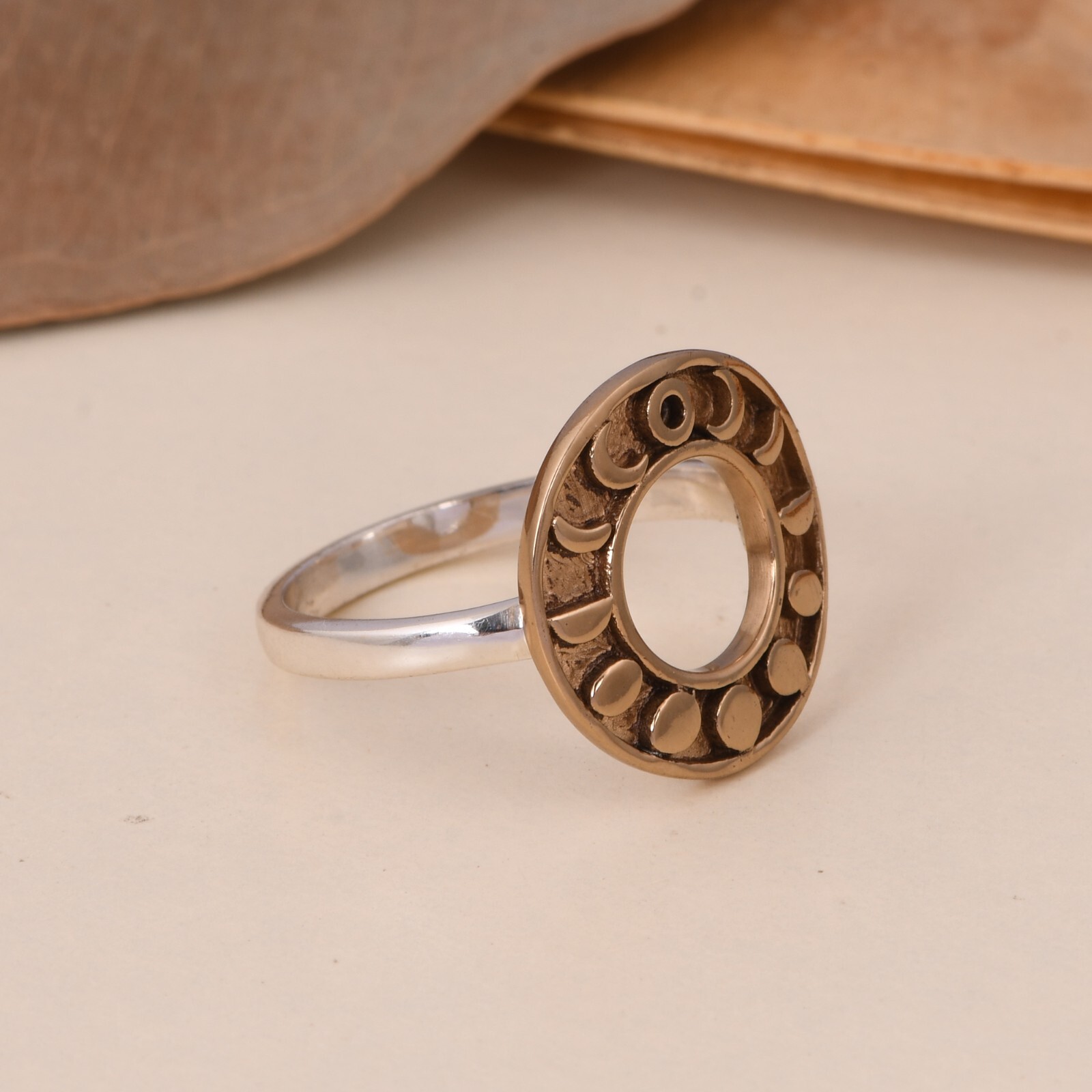 Star Moon Ring, Star Ring, Moon Ring- celestial Jewelry, Two Tone Gift Rings