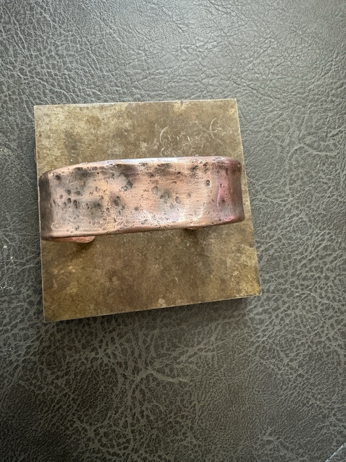 Pure Copper Men’s Handmade Wide Thick Cuff, Hammered Concrete Finish Bracelet