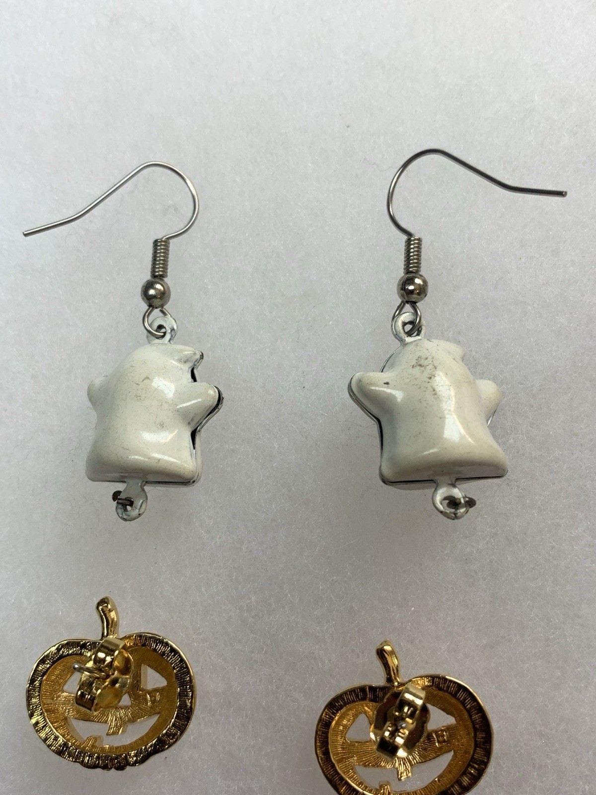 Halloween Jewelry Lot 8 Pairs Earrings Ghost Bat Spider Pumpkin Skeleton Cat