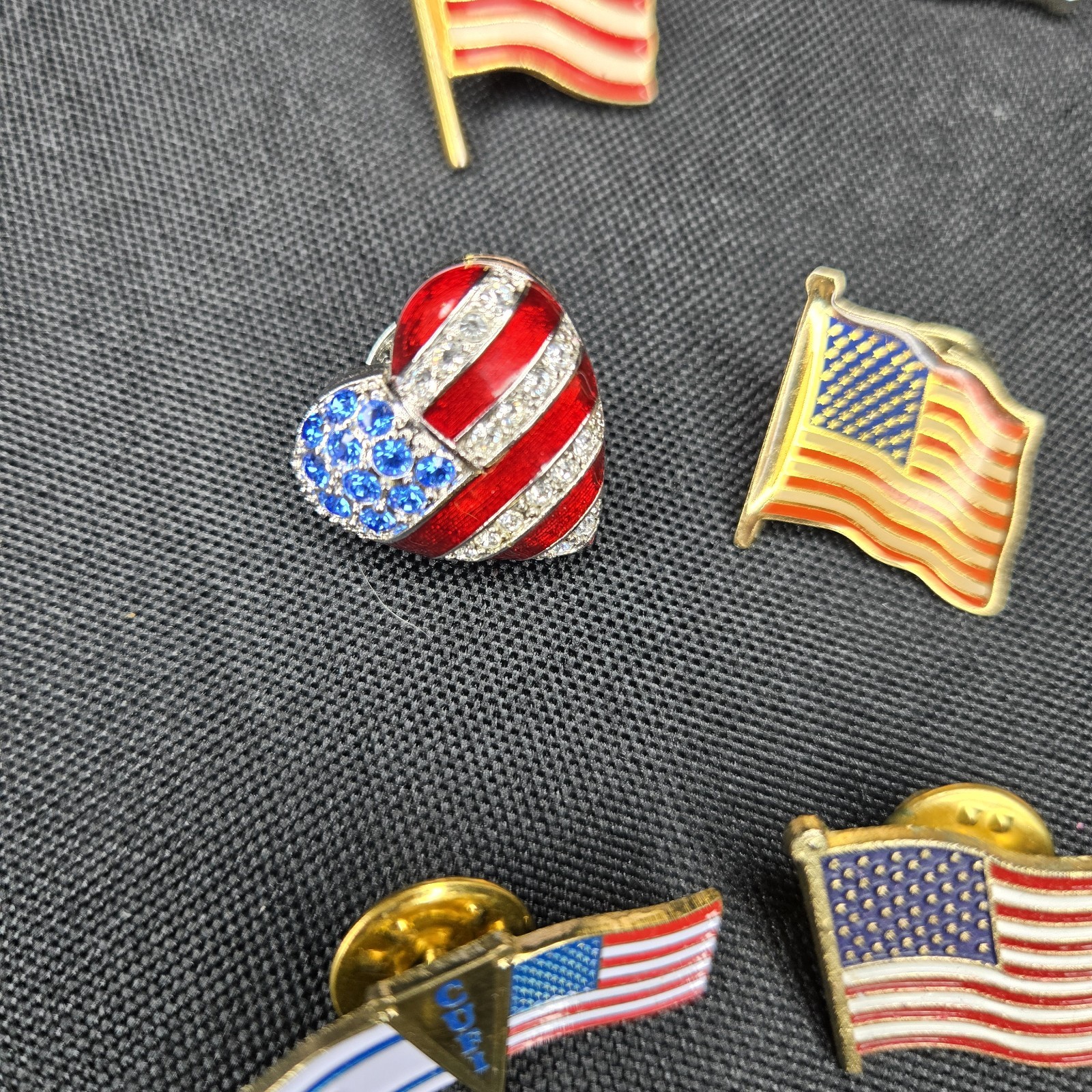18pc Americana Pin Lot • Signed Christopher Radko Heart Brooch Flag Lapel Pins