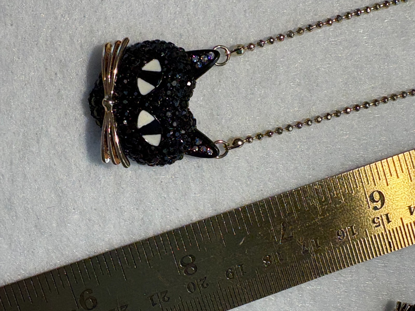 Betsey Johnson Black Crystal Cat Necklace and Earrings set