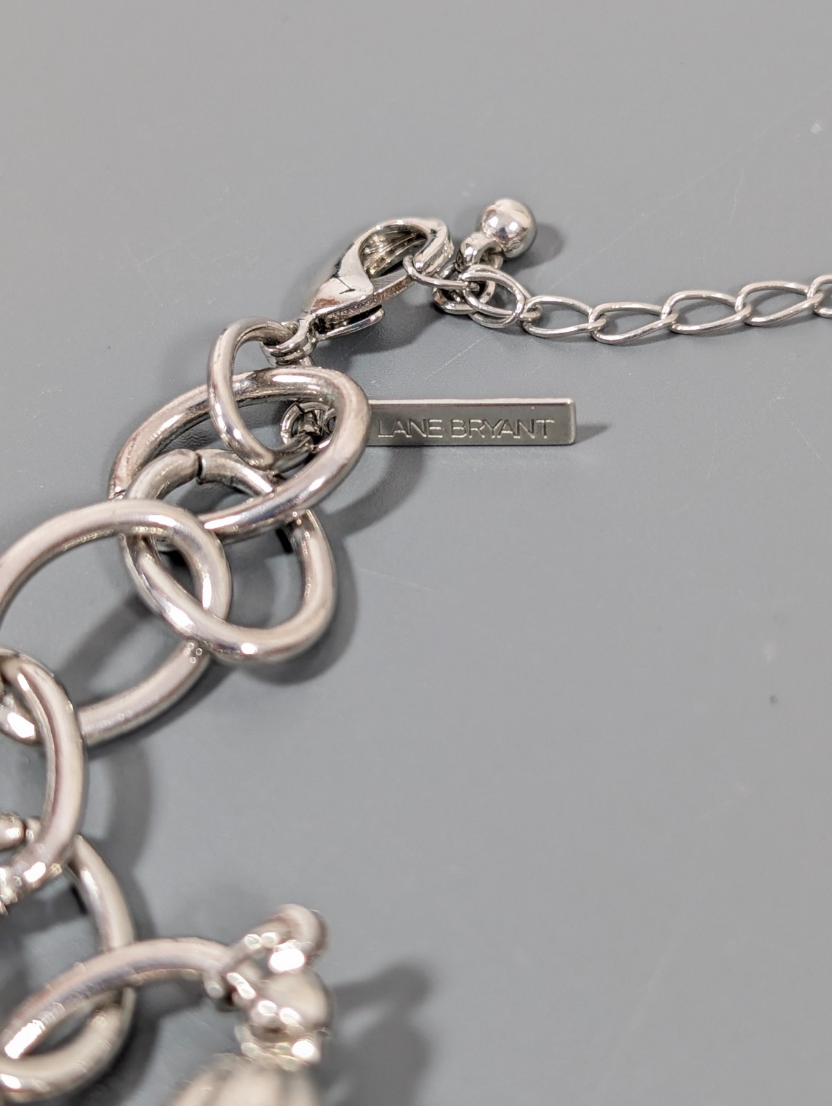 Lane Bryant Statement Pendant Necklace Silver Tone 21 in