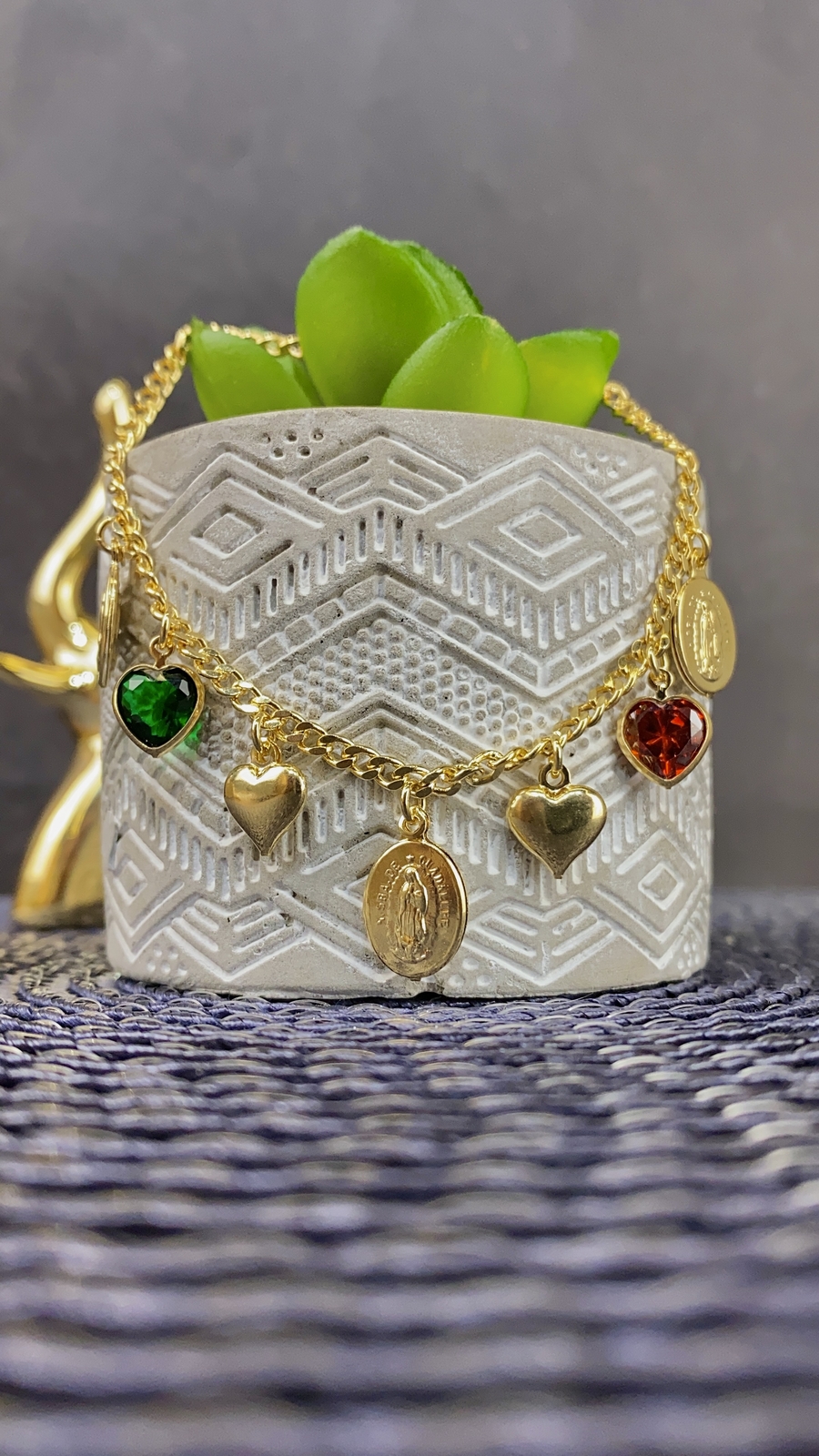 Pulsera de Corazon Virgen de Guadalupe para Mujer / Bracelet Heart CZ 7.5″ Gifts