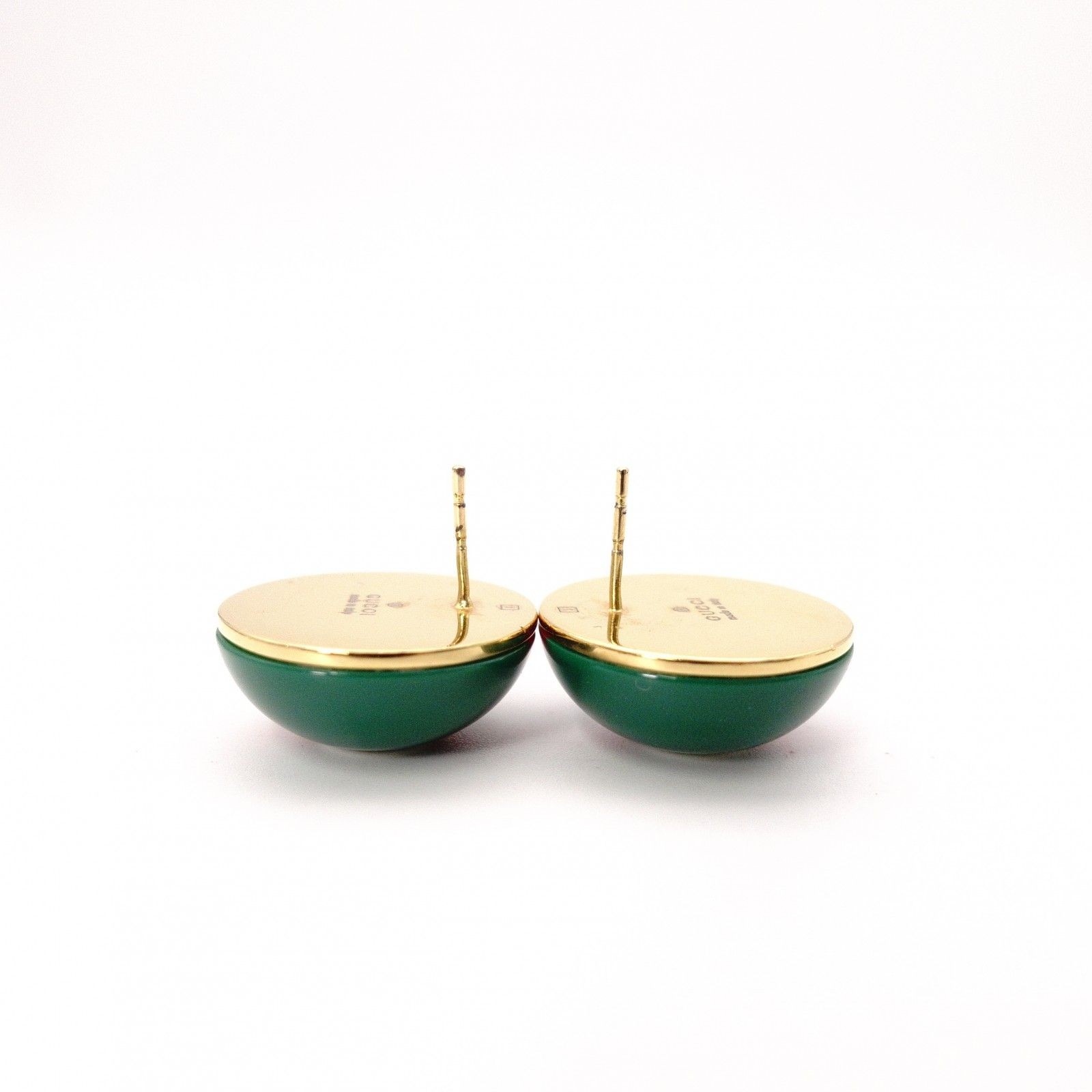 GUCCI Sherry Line Earrings Metal Plastic Green Red