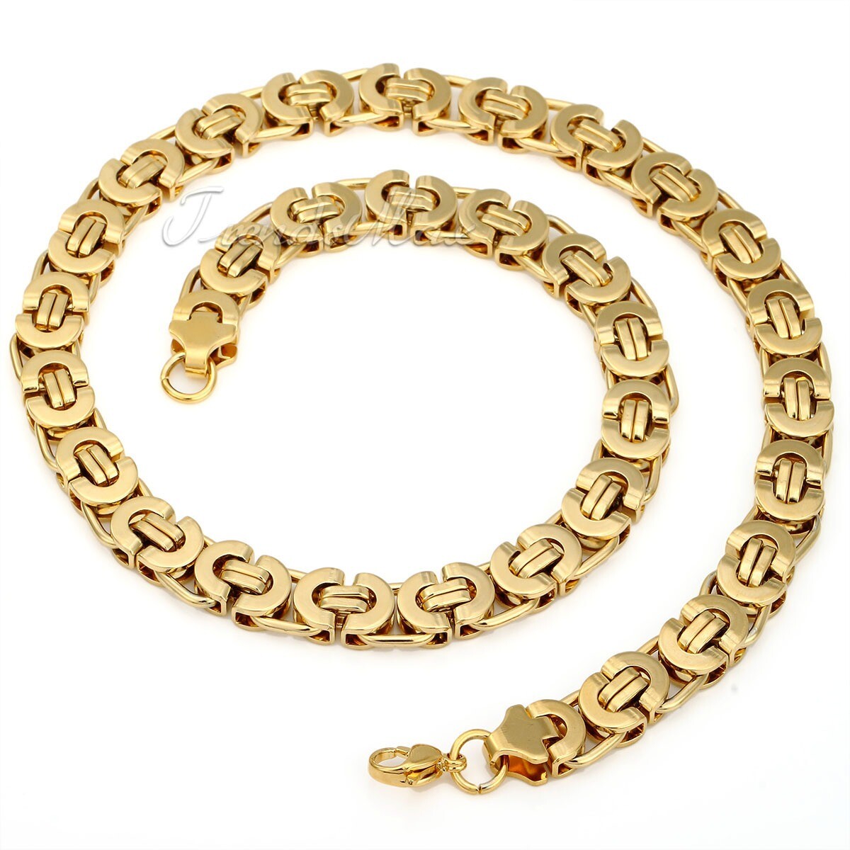 6/8/11mm Silver/Gold Plated Stainless Steel FLAT BYZANTINE Chain Necklace 18-36″