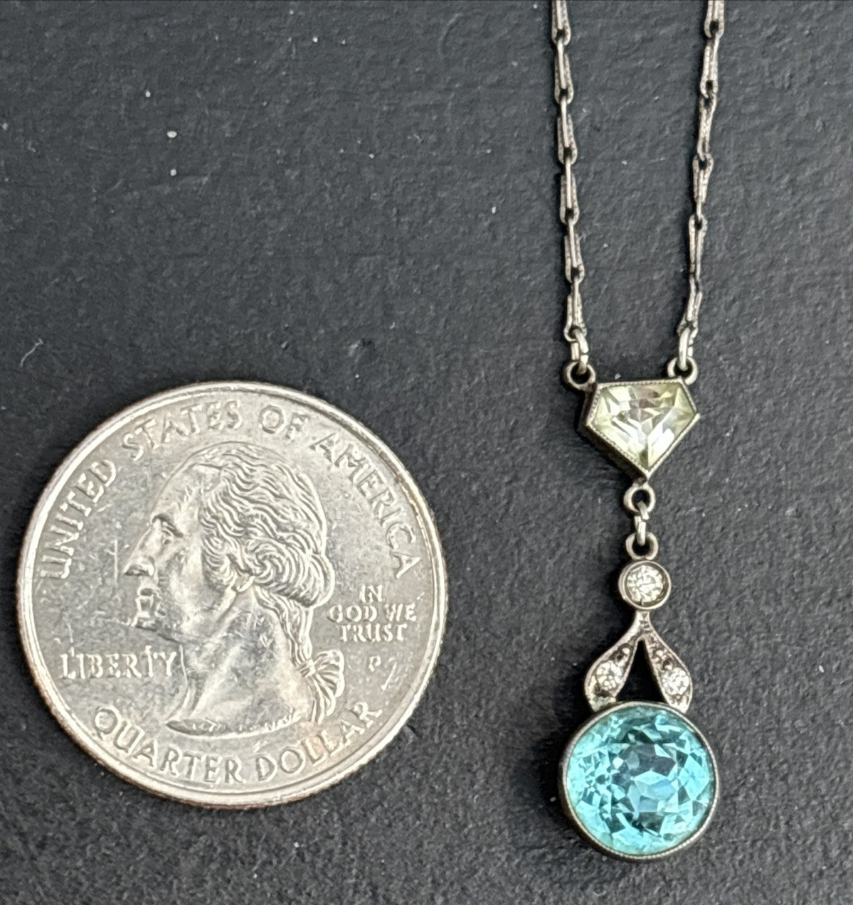Sterling Silver Baby Blue Crystal Pendant 17″ Y Drop Necklace
