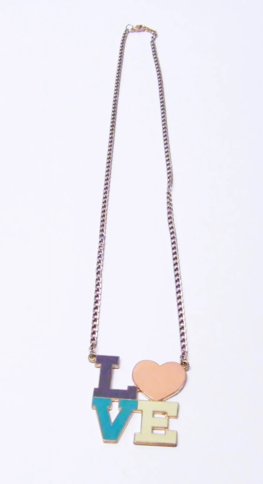 Gold/White/Blue Enamel “LOVE” Pendant Necklace