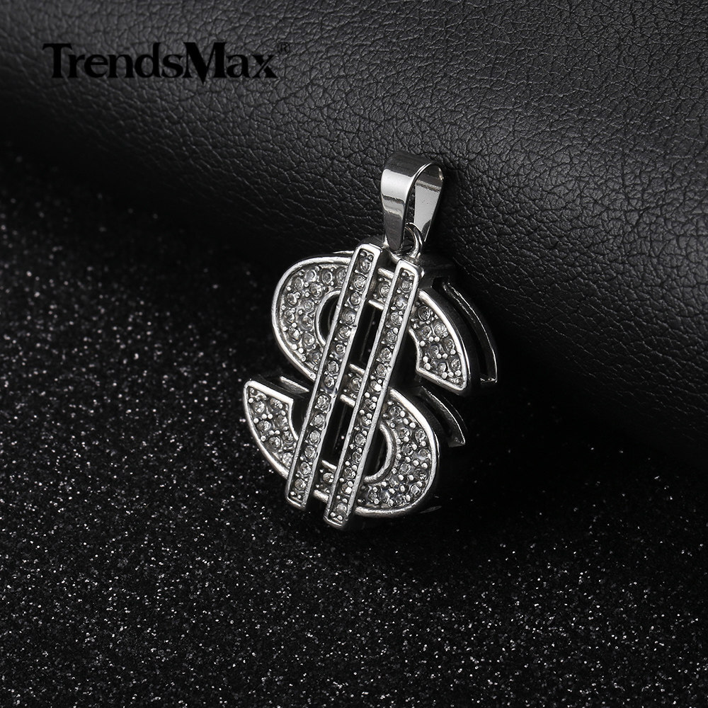 Silver/Gold Plated Clear Cubic Zircon Dollar Sign Pendant Charm Only (33*28mm)
