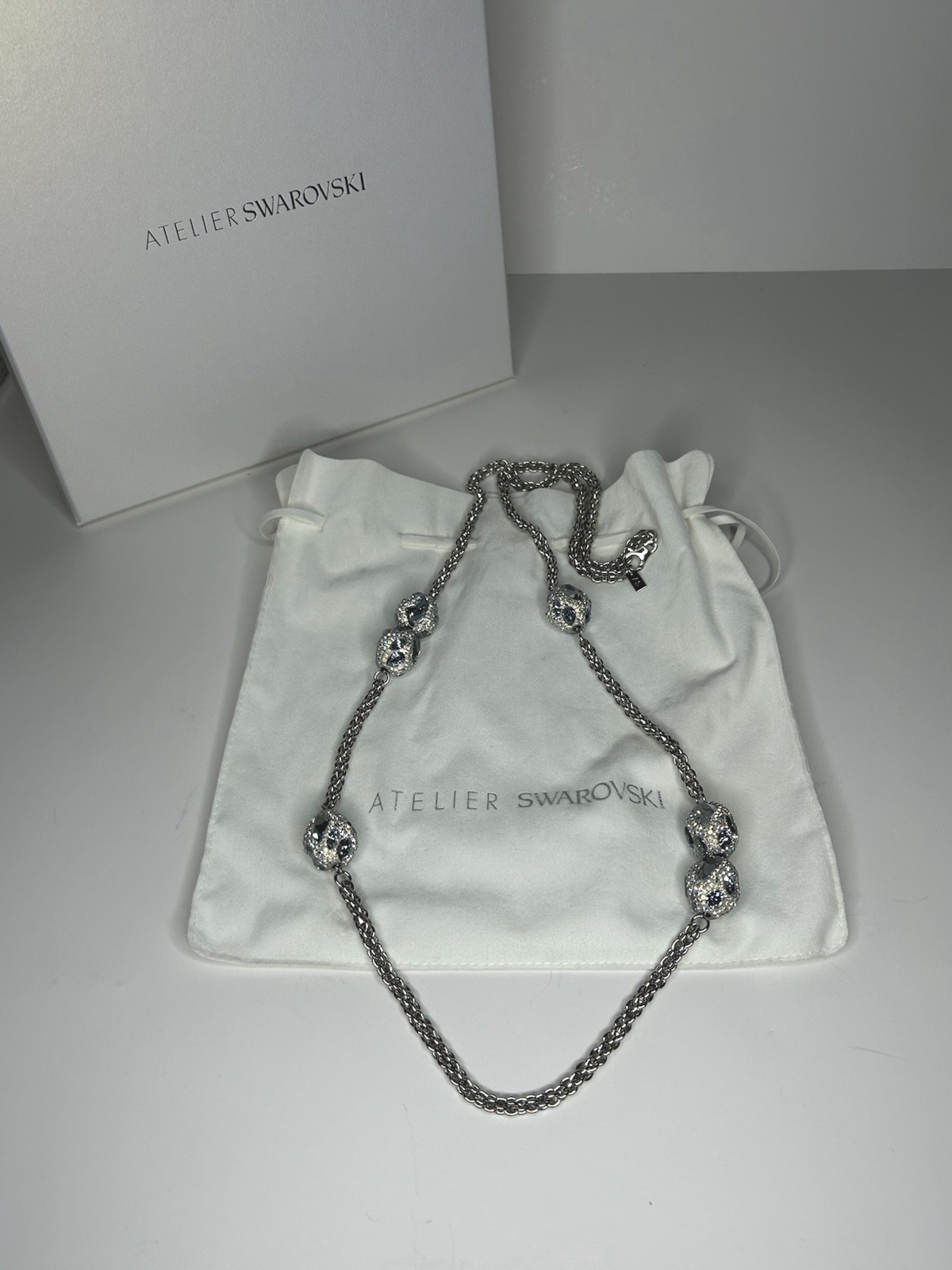 Atelier Swarovski Moselle Strandage Necklace – Palladium Plated & Crystal