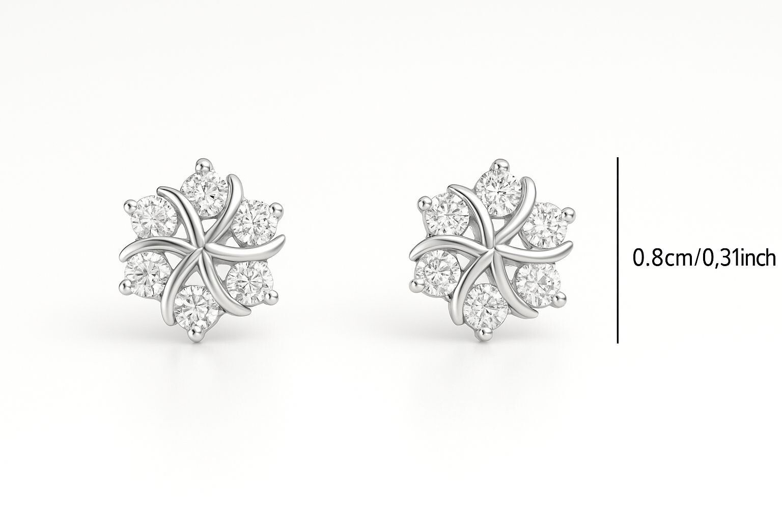 Dainty Floral S925 Silver Stud Earrings – 0.8cm / 0.31in