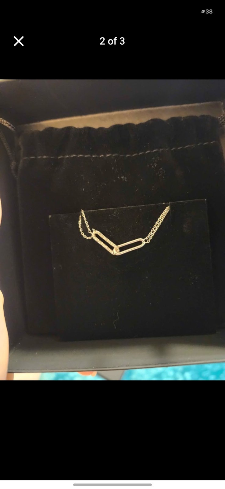 Kay Jewelers Round-Cut Diamond Paperclip Pendant Necklace Sterling Silver Cable