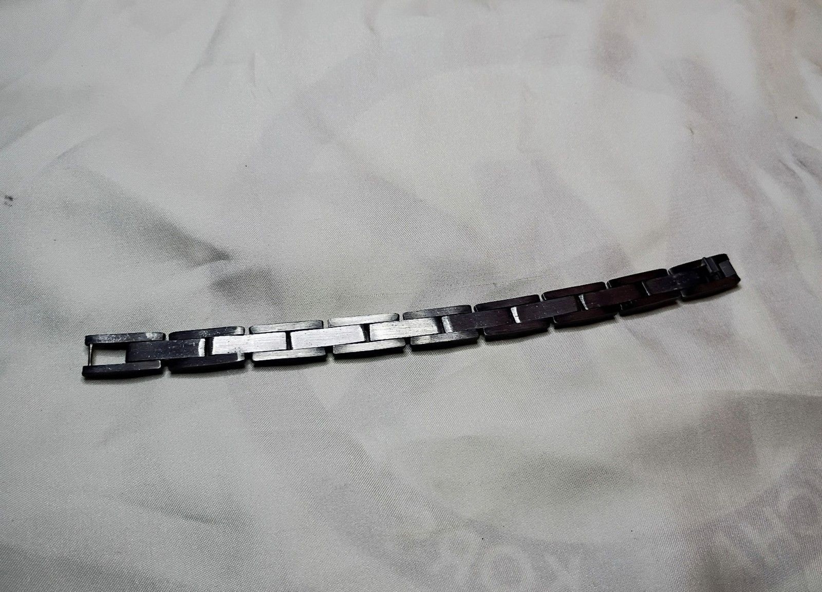 Black Ion Plated Stainless Steel Wide Link Men’s Bracelet 7.5″