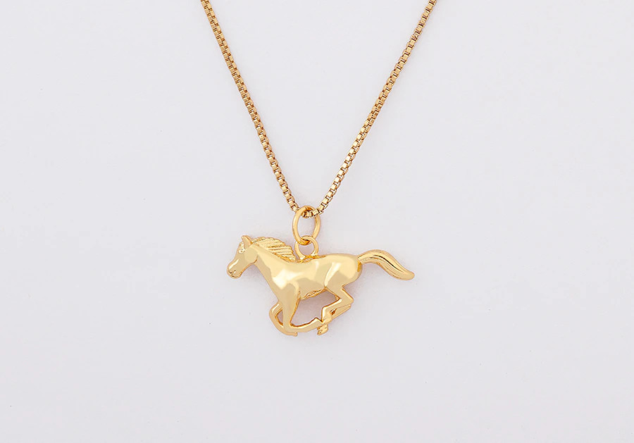 Women’s Fashion Jewelry Gold Running Horse Pendant Necklace 342