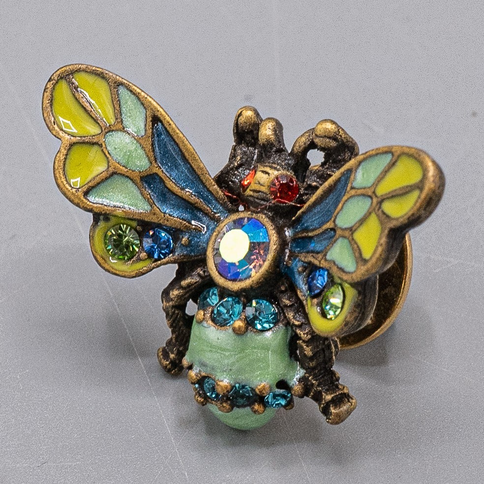 Jay Strongwater Green Bee Insect Pin Rhinestone Enamel