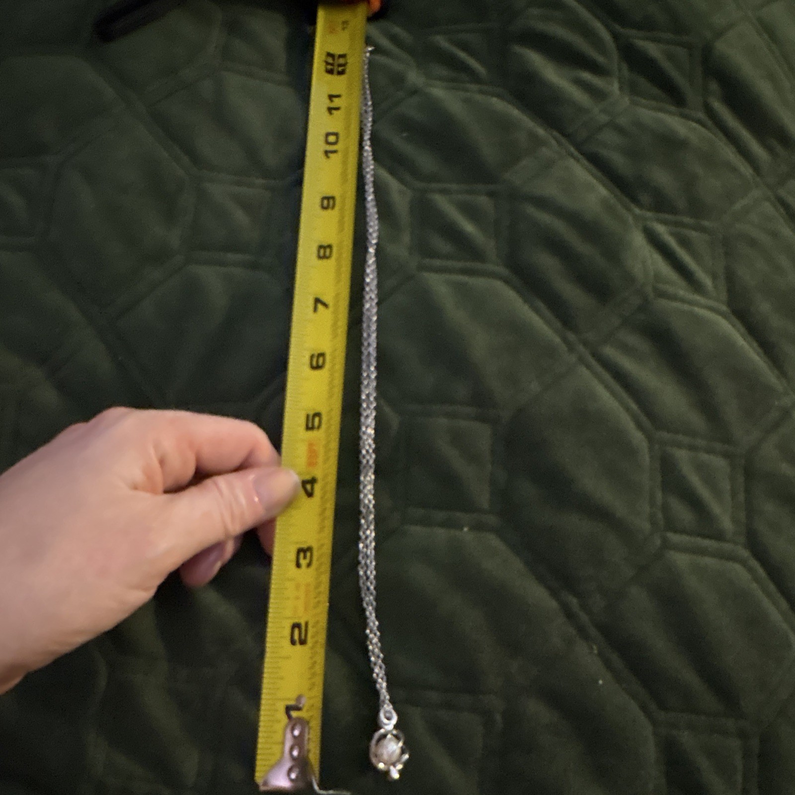 Silver Tone Round Link Chain Necklace Lobster Clasp 18 in Pearl Cage Charm
