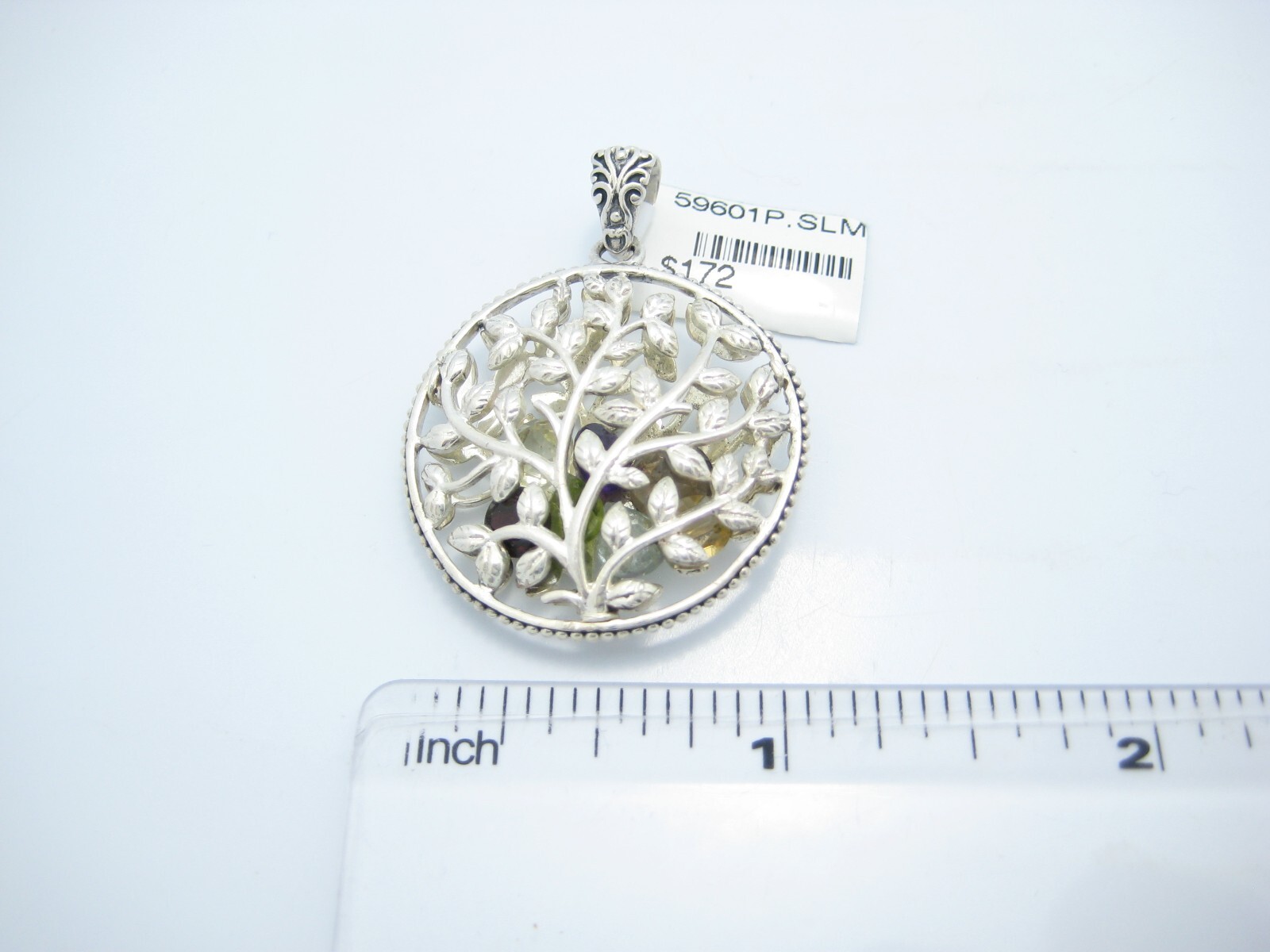 Bali Designed Samuel B Benham Sterling Silver Tree Of Life Gemstones Pendant