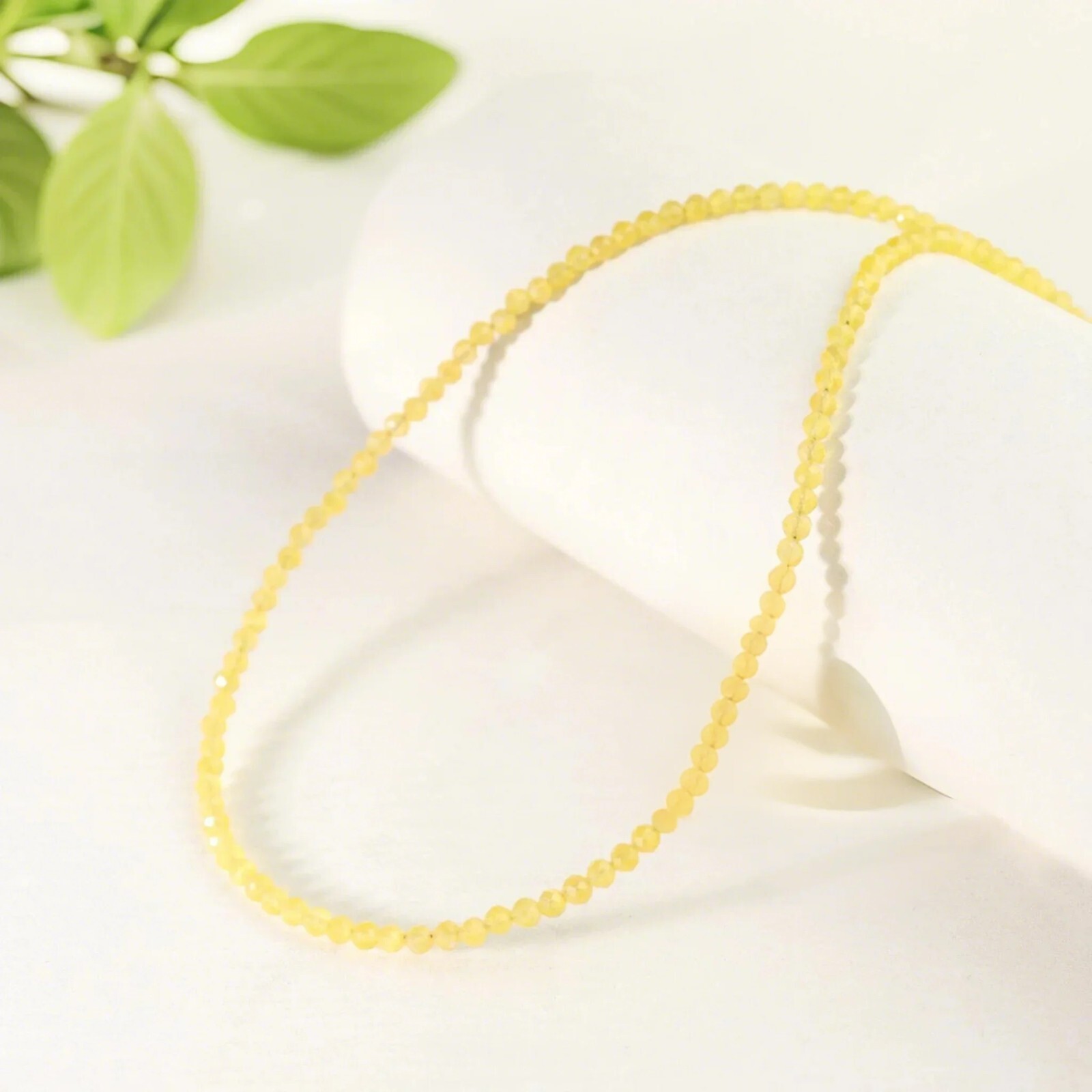 Natural Citrine 2mm Beads Choker Minimalist Dainty Healing Women Necklace Gift