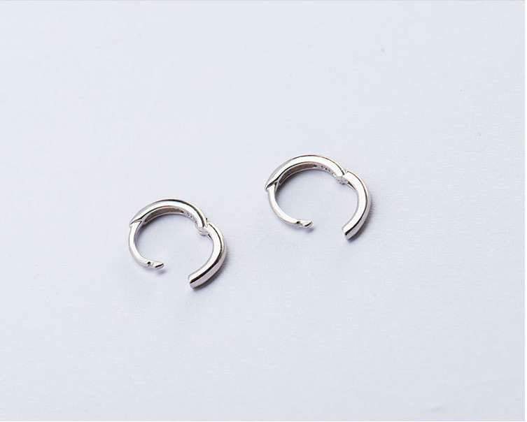 Plain Sterling Silver Huggie Hoop Earrings Children Girls Size 10mm Unisex A33