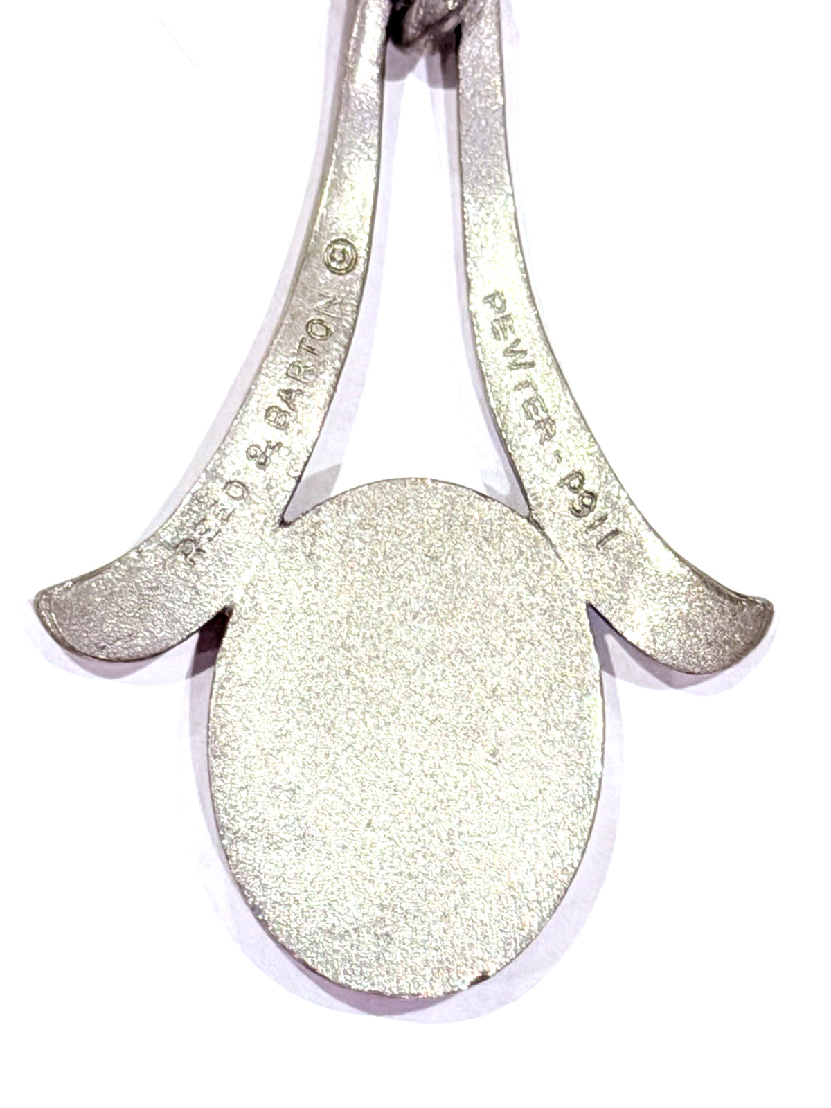 REED & BARTON PEWTER ABSTRACT PENDANT MOTHER OF PEARL SILVER CHAIN NECKLACE EUC