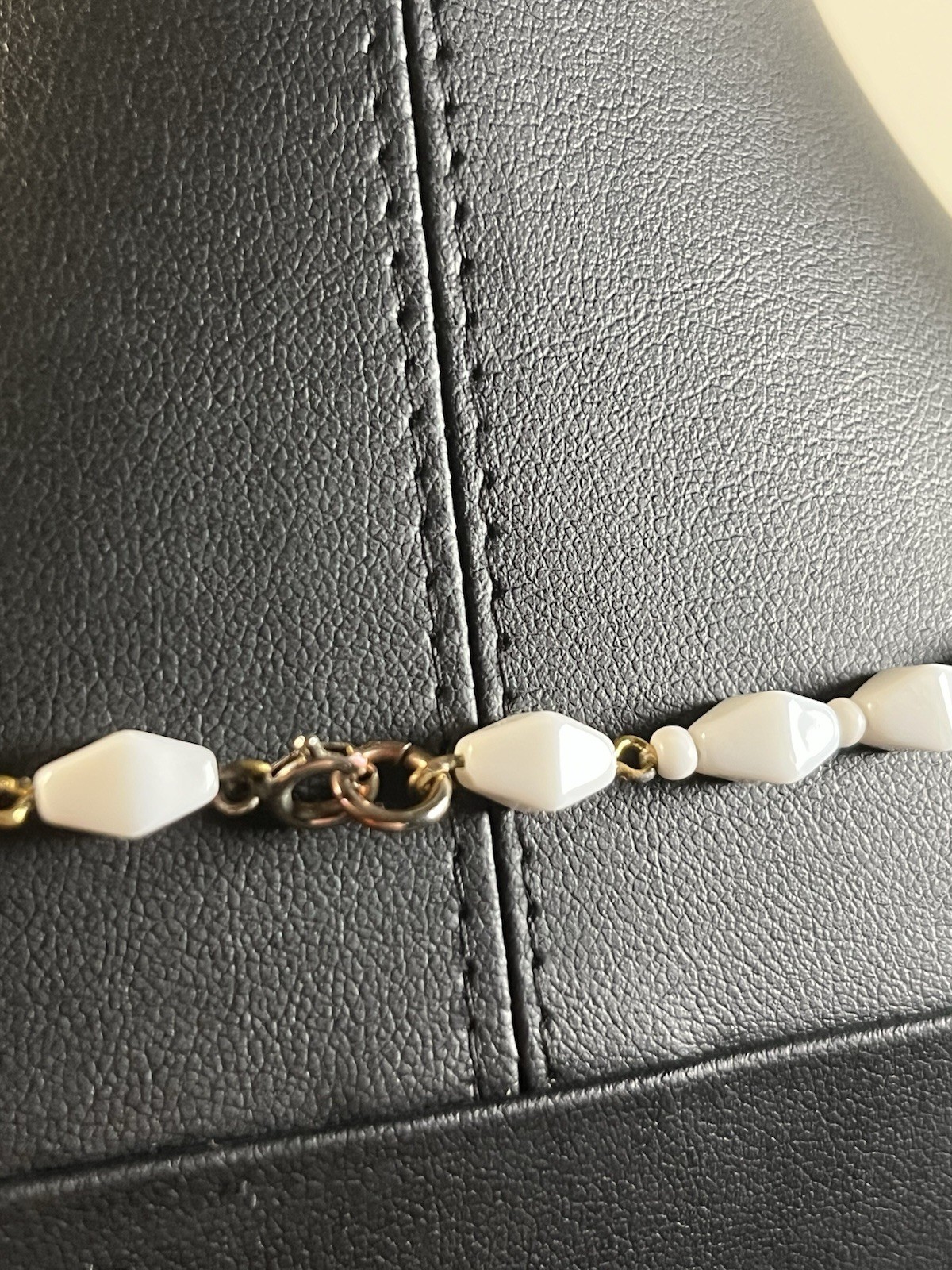 Vintage White Glass Necklace & Earring Set w/ Bonus Black Glass Necklace