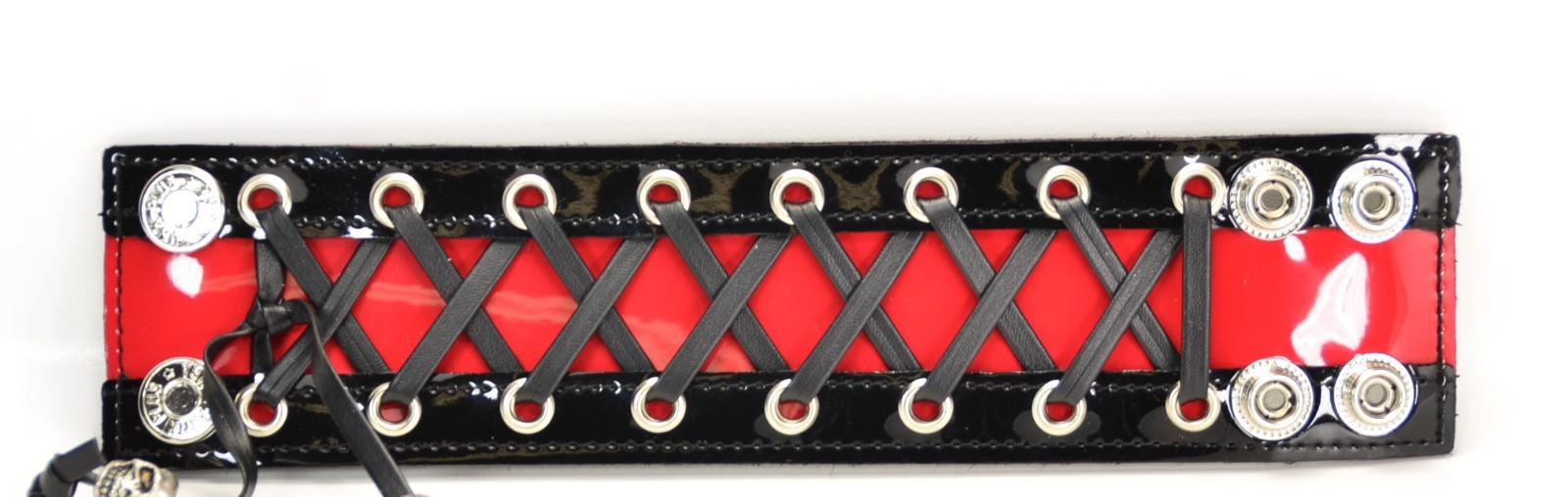 Red Corset Style Bracelet Lace Punk Cyber Goth Wrist Cuff Rockabilly Wrist Cuff