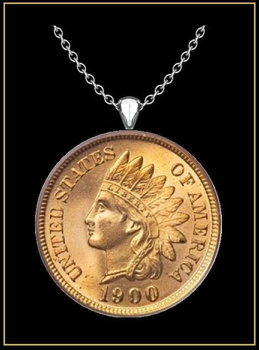 GeetarGizmos INDIAN HEAD PENNY Necklace – authentic vintage copper us coin