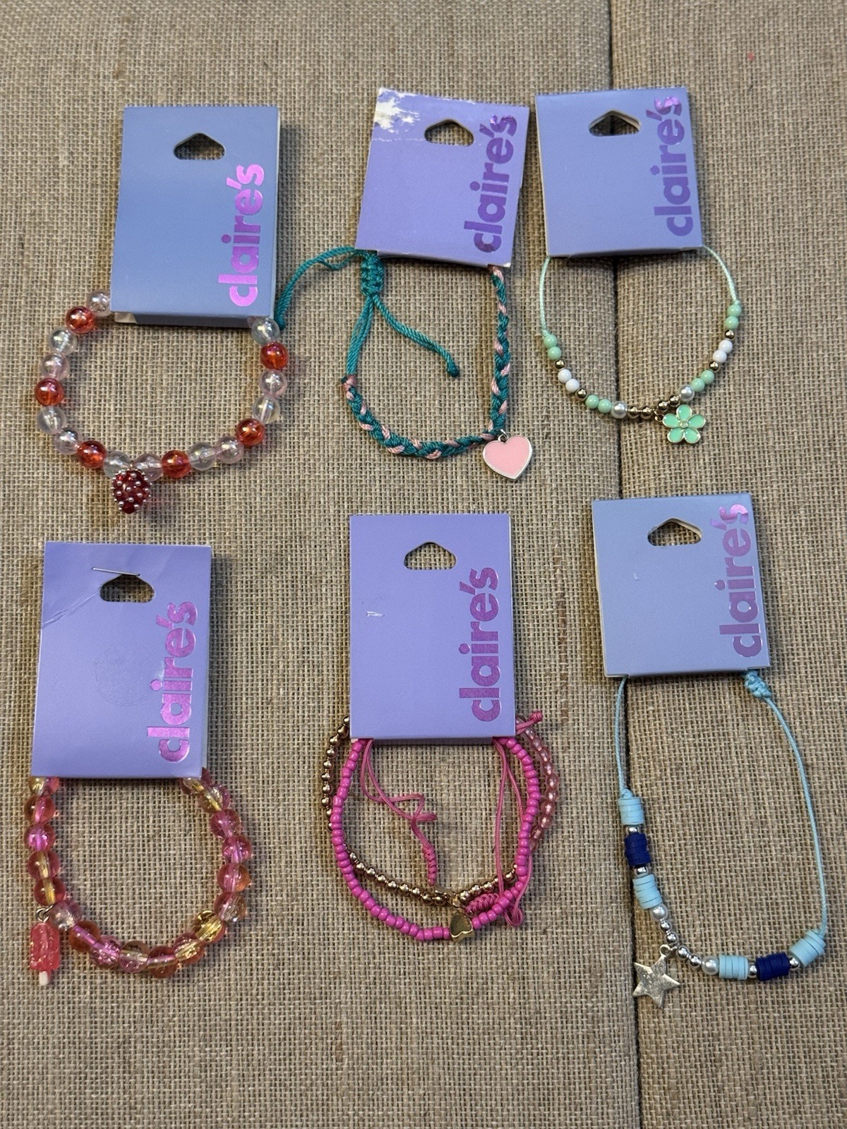 CLAIRES S 6 cards of 6 Bracelets NWT #12