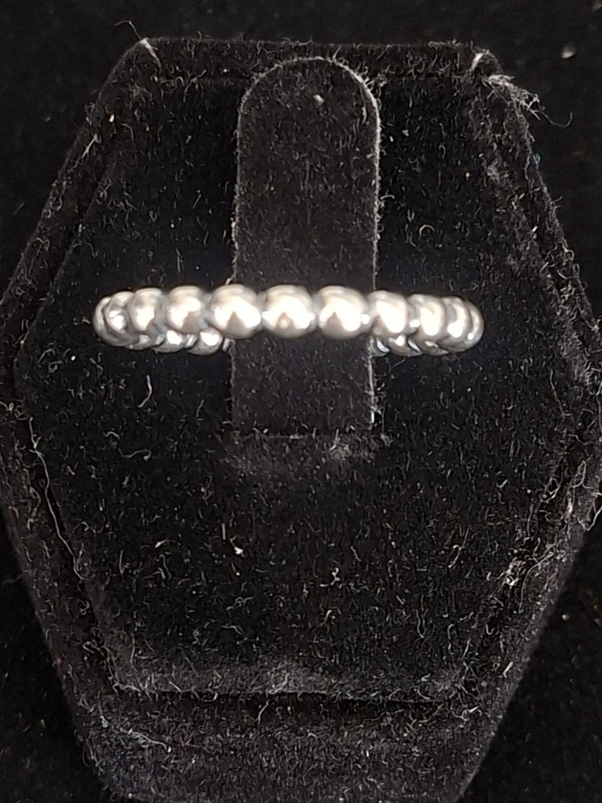 Genuine Pandora .925 Sterling Silver Beaded Band Stackable Ring Size N 3.13g