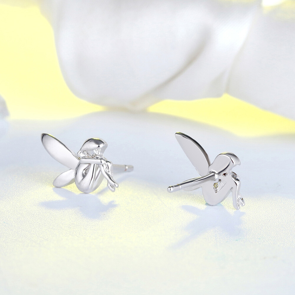 Fairy Winged Angel Sterling Silver Stud Earringgs for Women Ginger Lyne Colle…