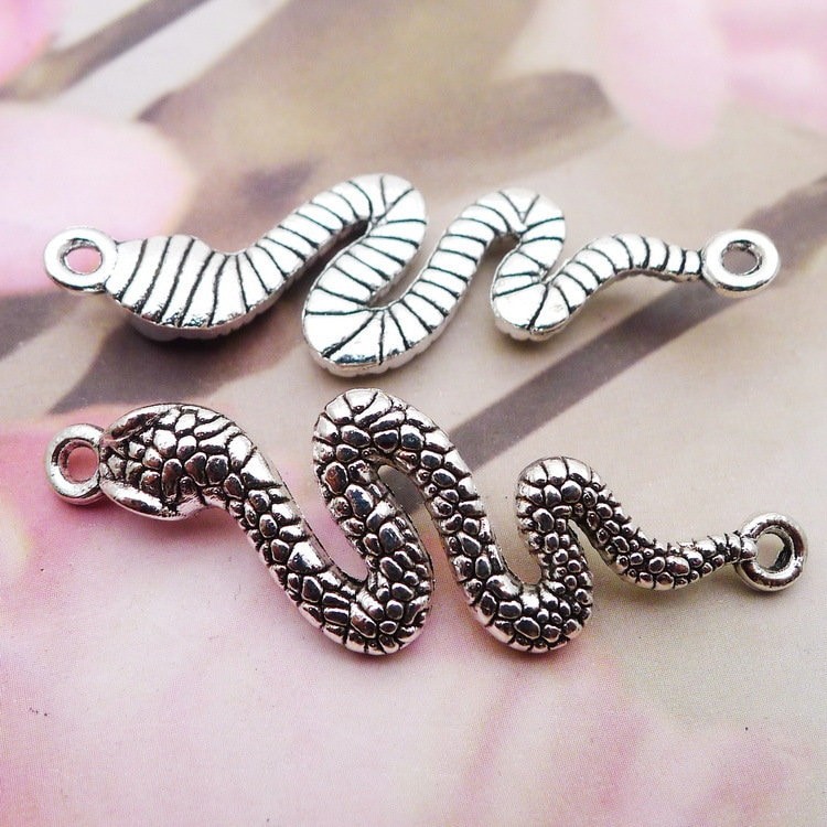 6/15PCS Antique Silver Snake Connector Charm Pendant Reptile Pendant JHS433